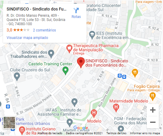 Mapa com endereço do
							Sindifisco Goiás
